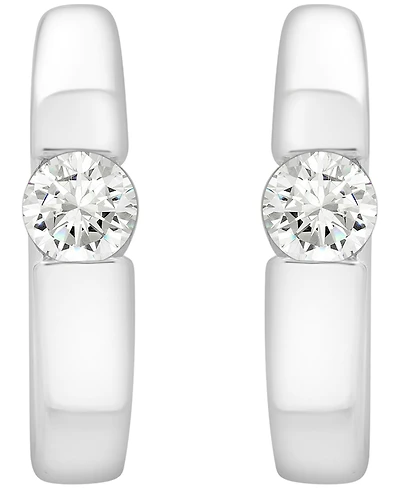 Macy's Diamond Hoop Earrings (1/4 ct. t. w.) in Sterling Silver