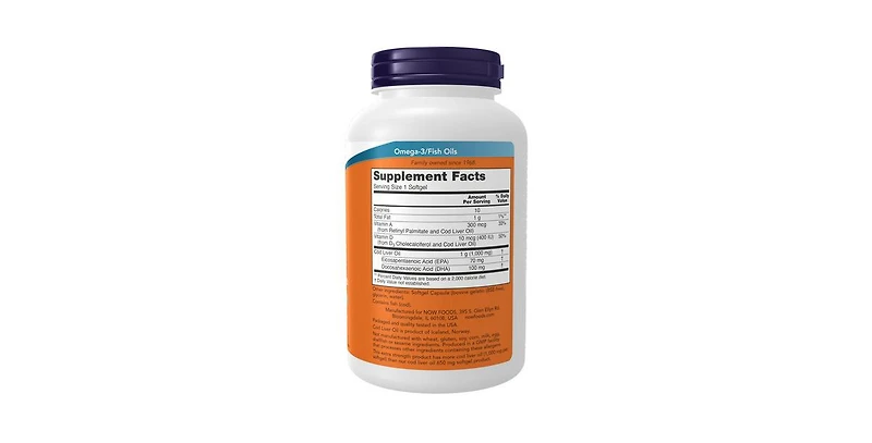 Now Foods Cod Liver Oil ,1000 mg ,180 SoftGels