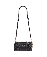 True Religion Studded Denim Zip Top Barrel Bag