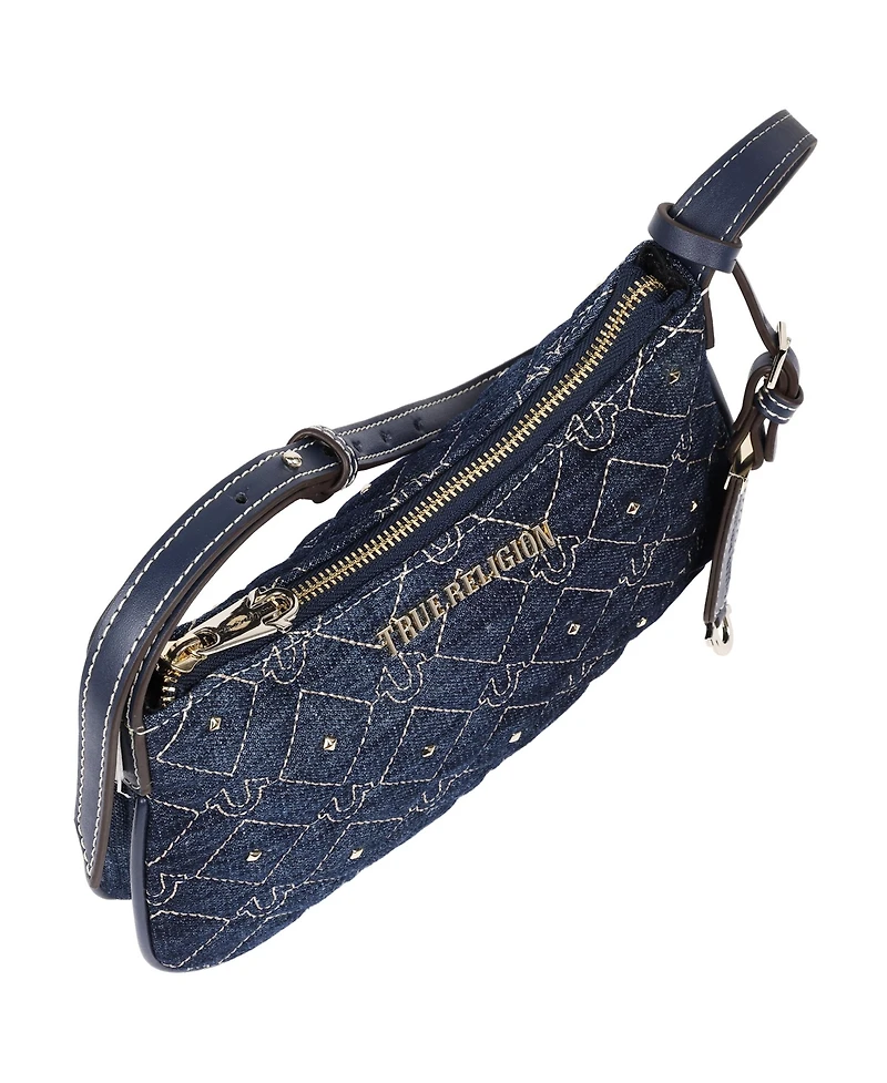 True Religion Studded Denim Shoulder Bag