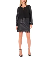 Vince Camuto Womens Collarless Jacket A Line Mini Skirt