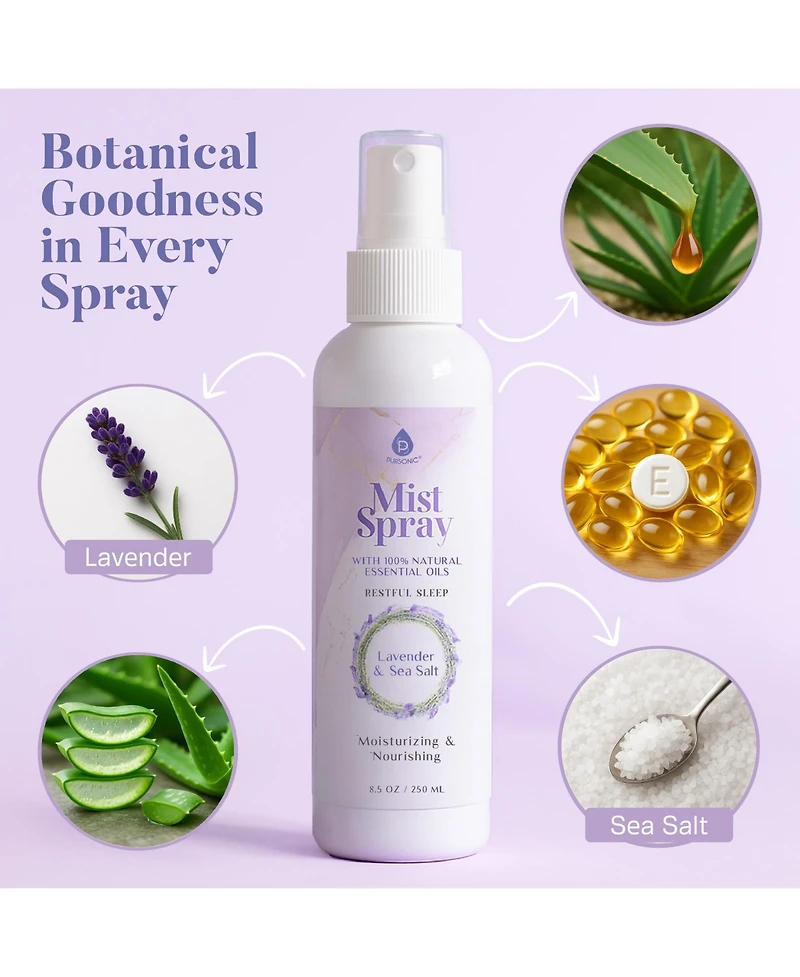 Pursonic Mist Spray with 100% Natural Essential Oils – Lavender & Sea Salt Aromatherapy