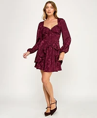 Row A Juniors' Long Sleeve Jacquard Dress