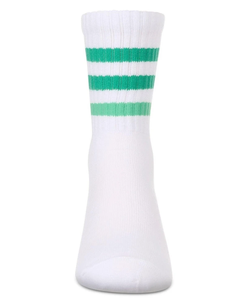 MeMoi Little Girls Two Tone Varsity Stripe Crew Socks