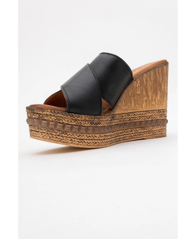 Forever & Always Shoes Lois Wedge Leather Sandal (Women)