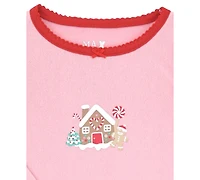 Max & Olivia 12M-5T Girls 3-Piece Snug Fit Holiday Long Sleeve T-Shirt, Pants and Socks Pajama Set