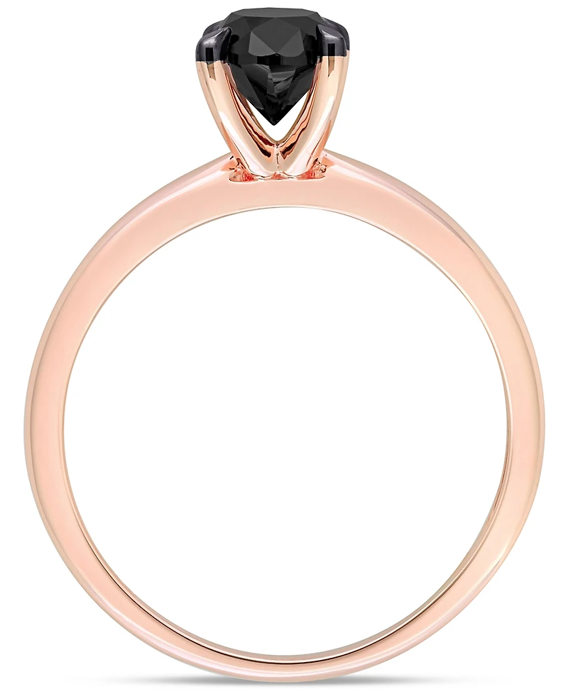 Macy's Oval Black Diamond Solitaire Engagement Ring (1 ct. t.w.) 14K Rose Gold