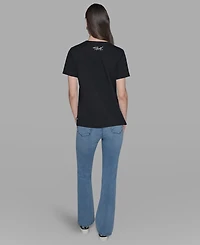 Karl Lagerfeld Paris Women's Crewneck French Coupette Printed T-Shirt