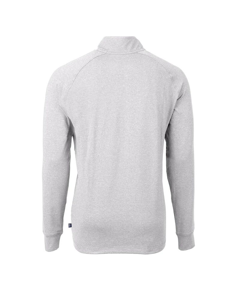 Cutter & Buck Men's Heather Gray Detroit Lions Big Tall Adapt Eco Knit Quarter-Zip Pullover Sweatshirt