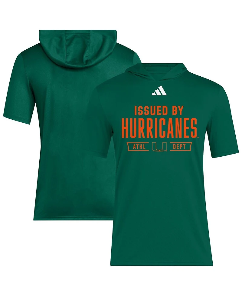 Adidas Men's Green Miami Hurricanes 2025 Areoready Sideline Training Hooded T-Shirt