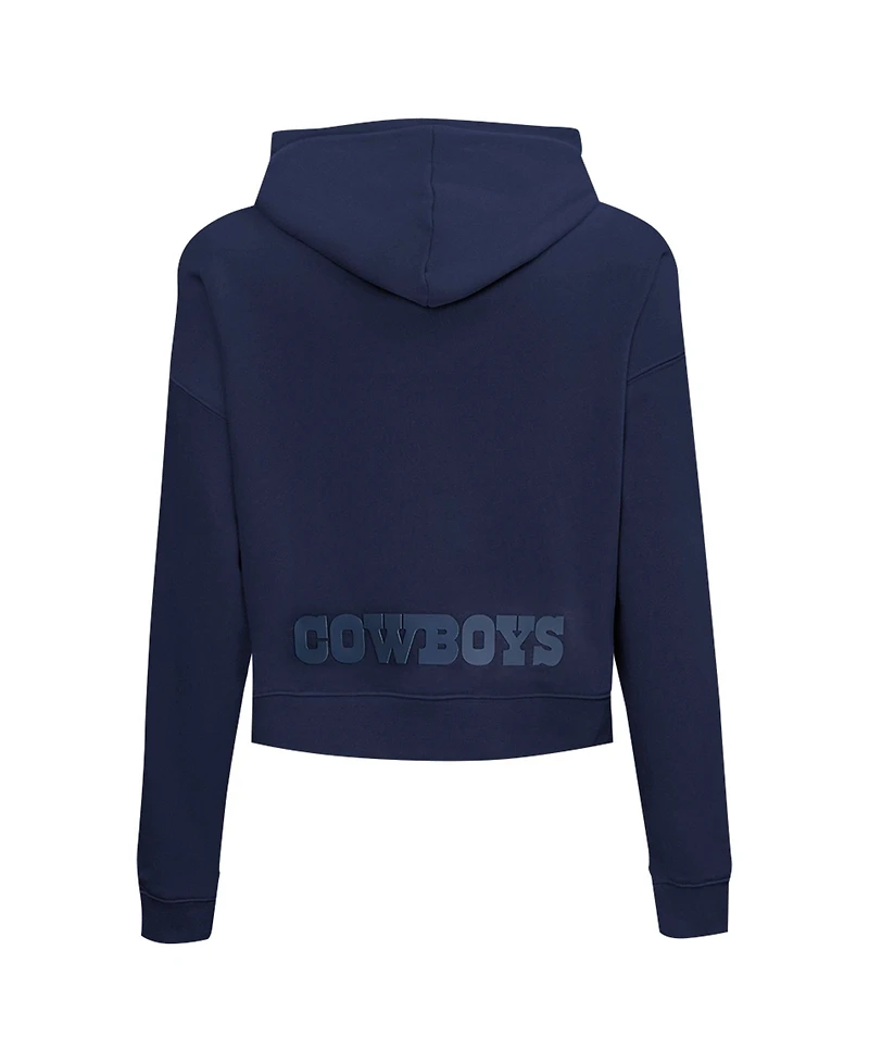 Pro Standard Women's Navy Dallas Cowboys Jeweled Cropped Pullover Hoodie