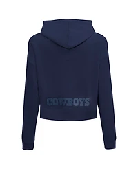Pro Standard Women's Navy Dallas Cowboys Jeweled Cropped Pullover Hoodie