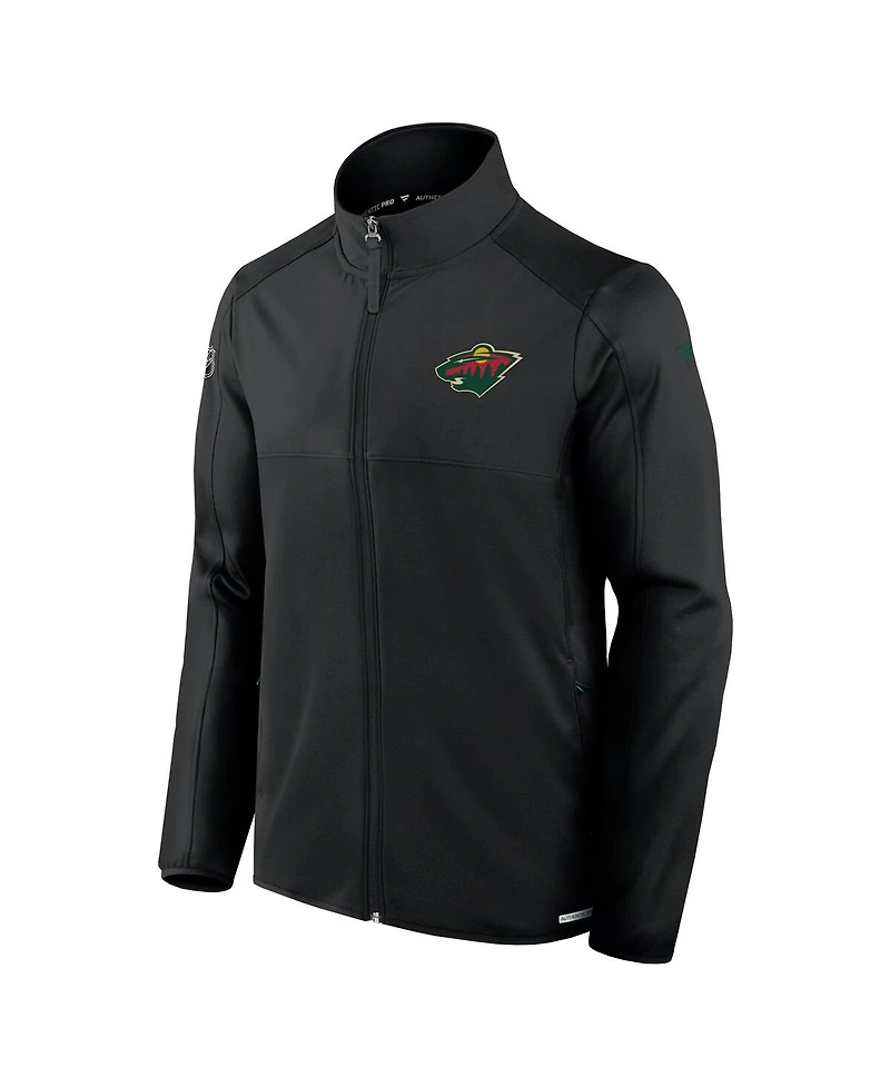 Fanatics Men's Black Minnesota Wild Authentic Pro Rink Fleece Full-Zip Jacket