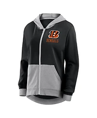 Logo Athletic Women's Black Cincinnati Bengals Hit It French Terry Full-Zip Hoodie