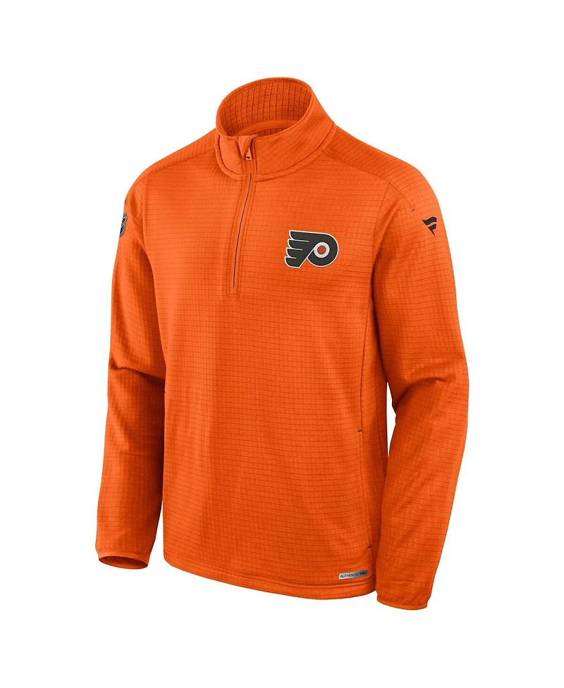 Fanatics Men's Orange Philadelphia Flyers Authentic Pro Rink Quarter-Zip Sweatshirt