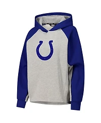 Dkny Women's Gray/Royal Indianapolis Colts Joy Cropped Raglan Pullover Hoodie