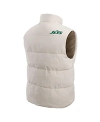 Darius Rucker Collection by Fanatics Men's Cream New York Jets Puffer Full-Snap Vest