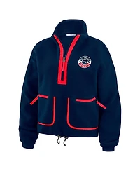 Wear by Erin Andrews Women's Navy New England Patriots Polar Fleece Half-Zip Jacket