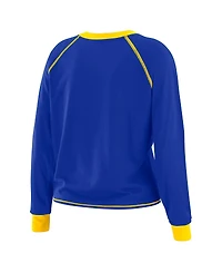 Wear by Erin Andrews Women's Royal/Gold Los Angeles Rams Tie-Front Long Sleeve Top