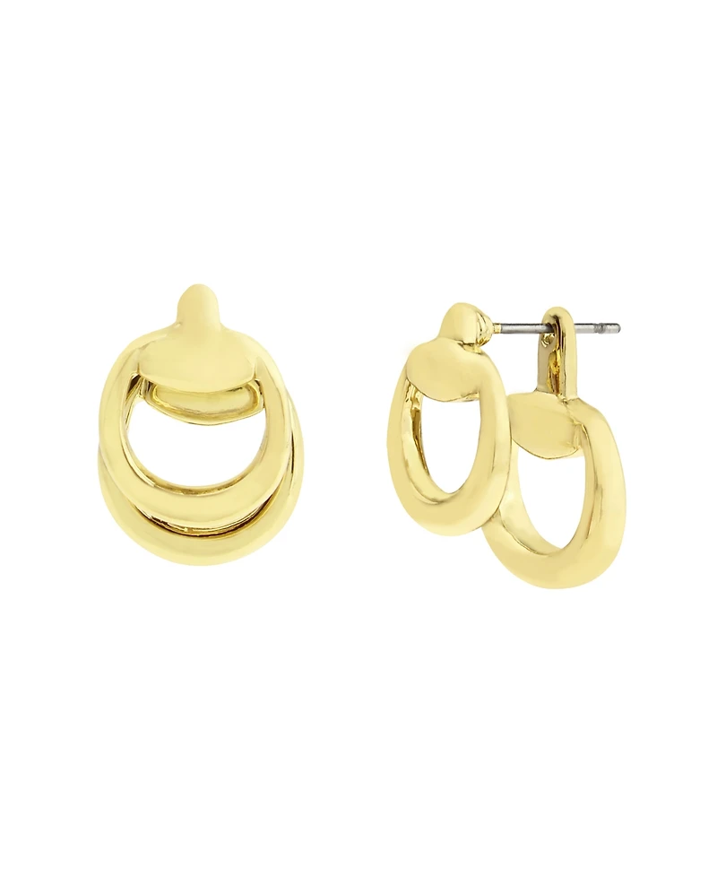 Steve Madden Gold Collegiate C Link Jacket Earrings