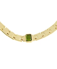 Steve Madden Olivine Gem Watch Chain Collar Necklace