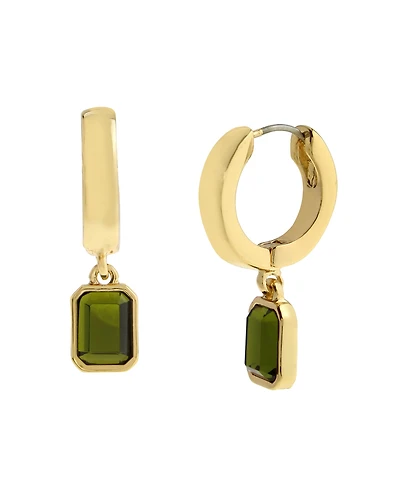 Steve Madden Olivine Gem Charm Huggie Earrings