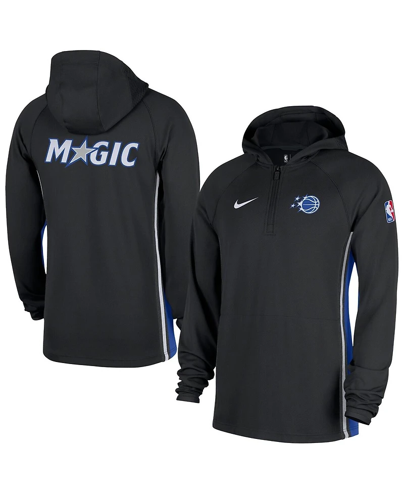 Nike Men's Black Orlando Magic Authentic On Court Zone Quarter-Zip Dri-fit Hoodie Jacket