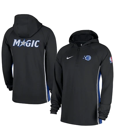 Nike Men's Black Orlando Magic Authentic On Court Zone Quarter-Zip Dri-fit Hoodie Jacket