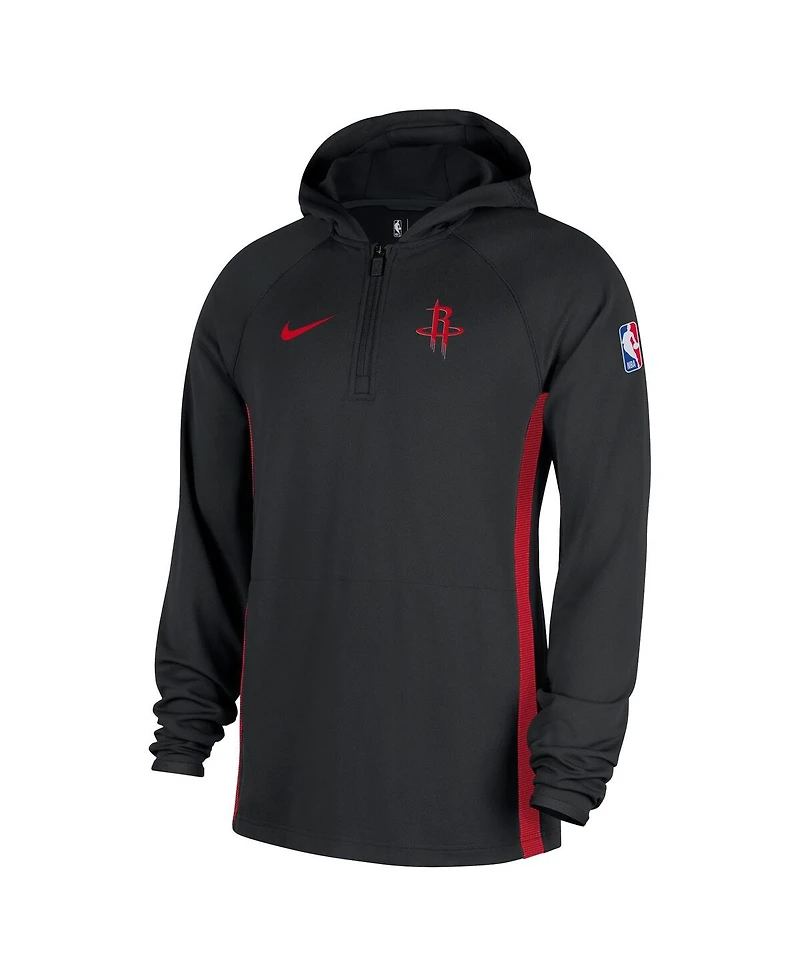 Nike Men's Black Houston Rockets Authentic On Court Zone Quarter-Zip Dri-fit Hoodie Jacket