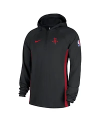 Nike Men's Black Houston Rockets Authentic On Court Zone Quarter-Zip Dri-fit Hoodie Jacket