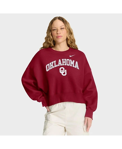 Nike Women's Crimson Oklahoma Sooners Oversized Phoenix Arch Pullover Sweatshirt