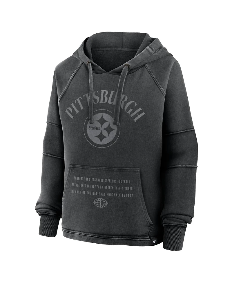 Fanatics Women's Black Pittsburgh Steelers Oversized Raglan Gridiron Hoodie