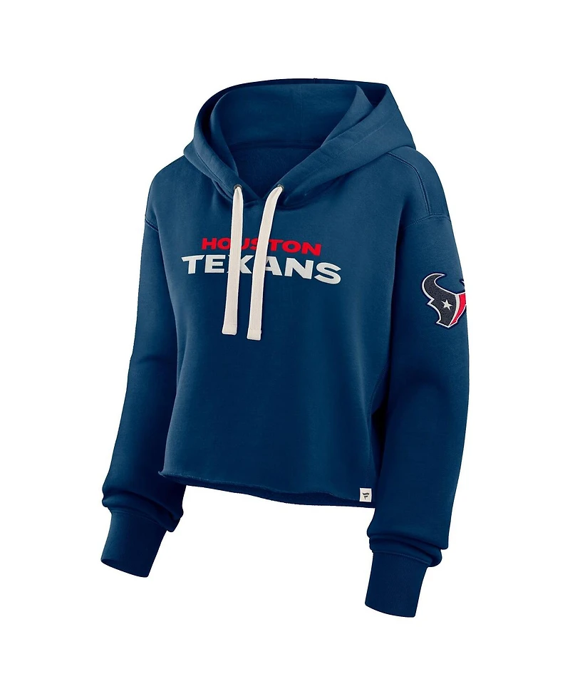 Fanatics Women's Navy Houston Texans Oversized Hometown Heritage Cropped Hoodie
