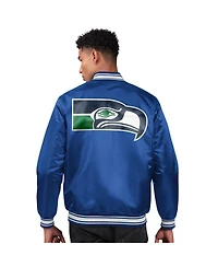 Starter Men's Royal Seattle Seahawks Locker Room Satin Full-Snap Varsity Jacket