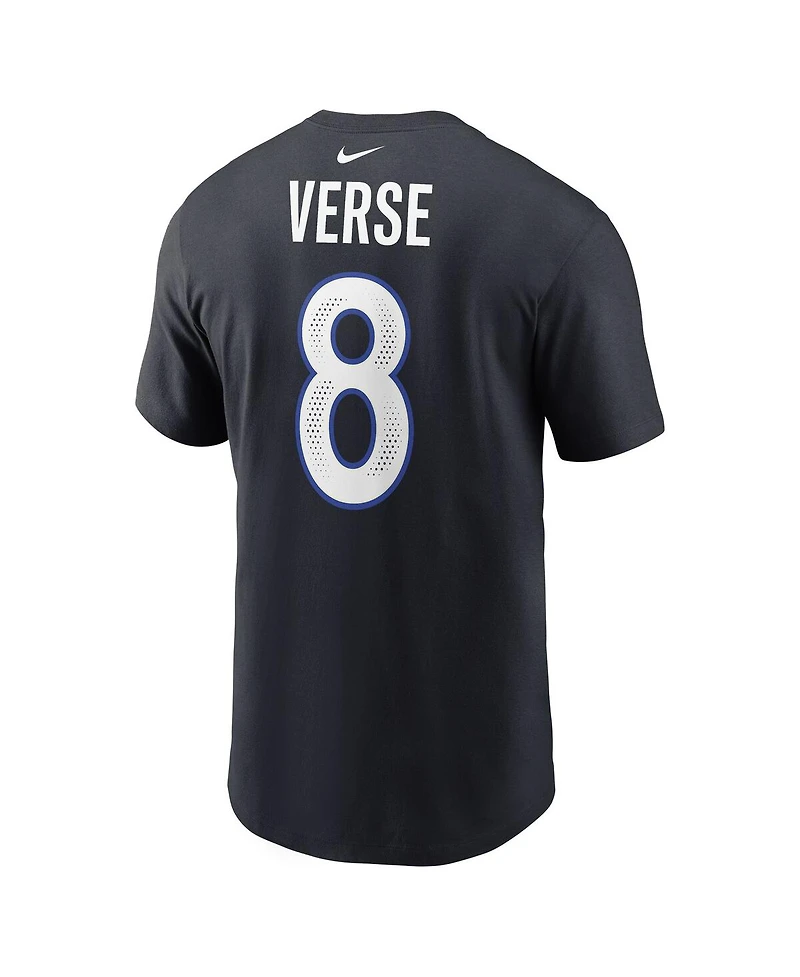 Nike Men's Jared Verse Midnight Blue Los Angeles Rams 2025 Rivalries Collection Player Name Number T-Shirt