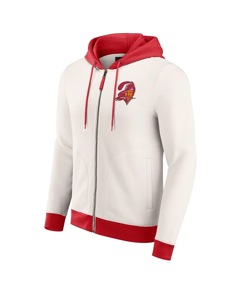 Darius Rucker Collection by Fanatics Men's Cream Tampa Bay Buccaneers Distressed Graphics Full-Zip Hoodie