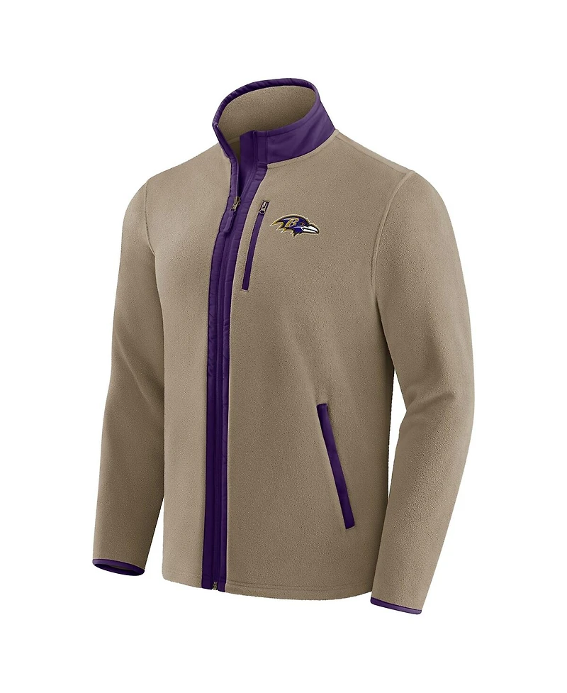 Darius Rucker Collection by Fanatics x Nfl Men's Tan Baltimore Ravens Heavyweight Polar Fleece Full-Zip Jacket