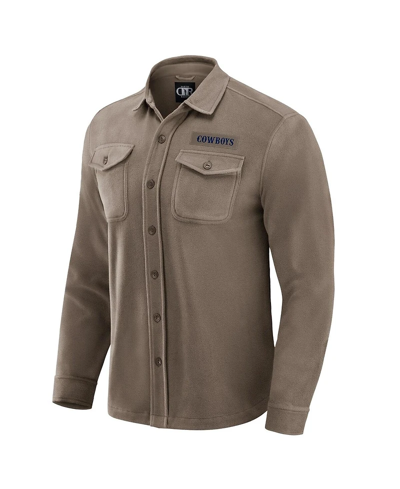 Darius Rucker Collection by Fanatics Men's Tan Dallas Cowboys Polar Fleece Cozy Button-Up Shirt