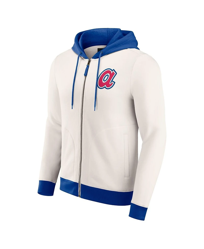 Darius Rucker Collection by Fanatics Men's Cream Atlanta Braves Polar Fleece Full-Zip Hoodie