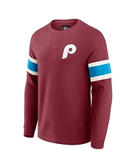 Darius Rucker Collection by Fanatics Men's Burgundy Philadelphia Phillies Waffle-Knit Raglan Long Sleeve Henley T-Shirt