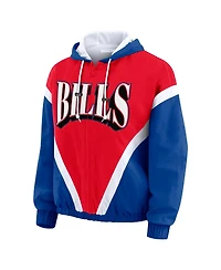 Wear by Erin Andrews Women's Red/Royal Buffalo Bills Plus Retro Crinkle Full-Zip Windbreaker Jacket