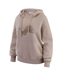 Wear by Erin Andrews Women's Tan Detroit Lions Washed Pullover Crewdie Hoodie