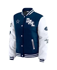 Wear by Erin Andrews Women's Navy Dallas Cowboys Varsity Full-Snap Puffer Jacket