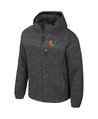 Colosseum Men's Charcoal Miami Hurricanes Nightman Full-Zip Hoodie Puffer Jacket