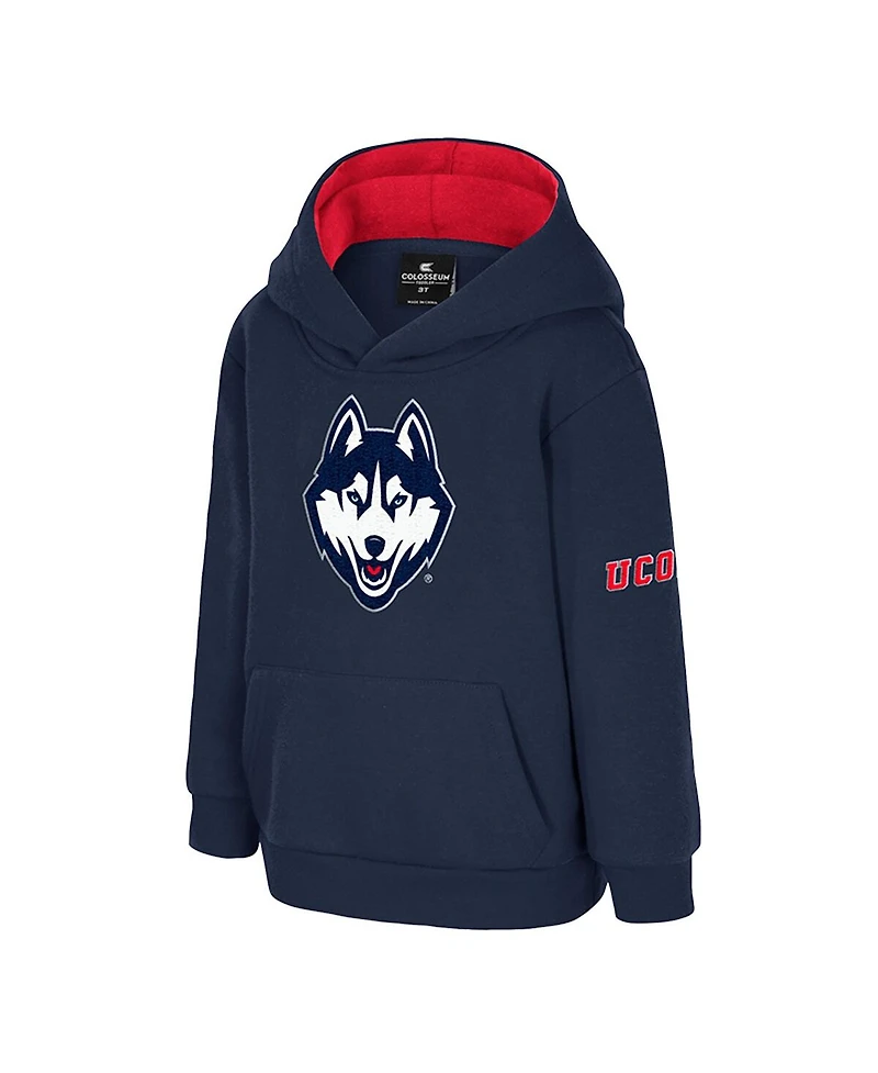Colosseum Toddler Navy UConn Huskies Big Logo Volume Fleece Pullover Hoodie