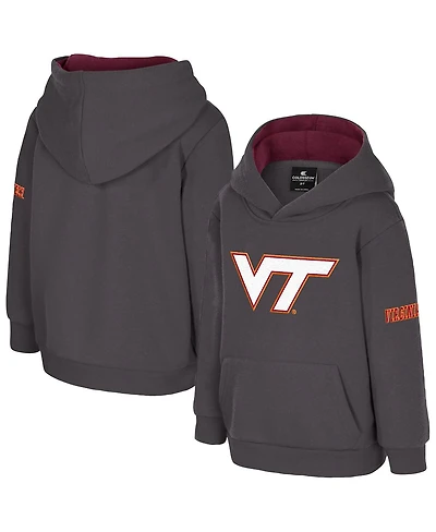 Colosseum Toddler Charcoal Virginia Tech Hokies Big Logo Volume Fleece Pullover Hoodie