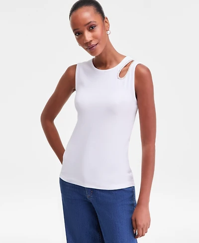 I.n.c. International Concepts Women's Embellished Cutout Sleeveless Top, Macy's Exclusive