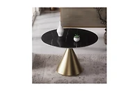 Morden Fort 47" Round Faux Marble Dining Set with 4 Dining Boucle Arm Chairs for Kitchen, Dining Room