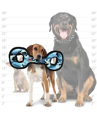Tuffy Medium Tug-o-War Camo Blue, Durable Plush Squeaky Dog Toy