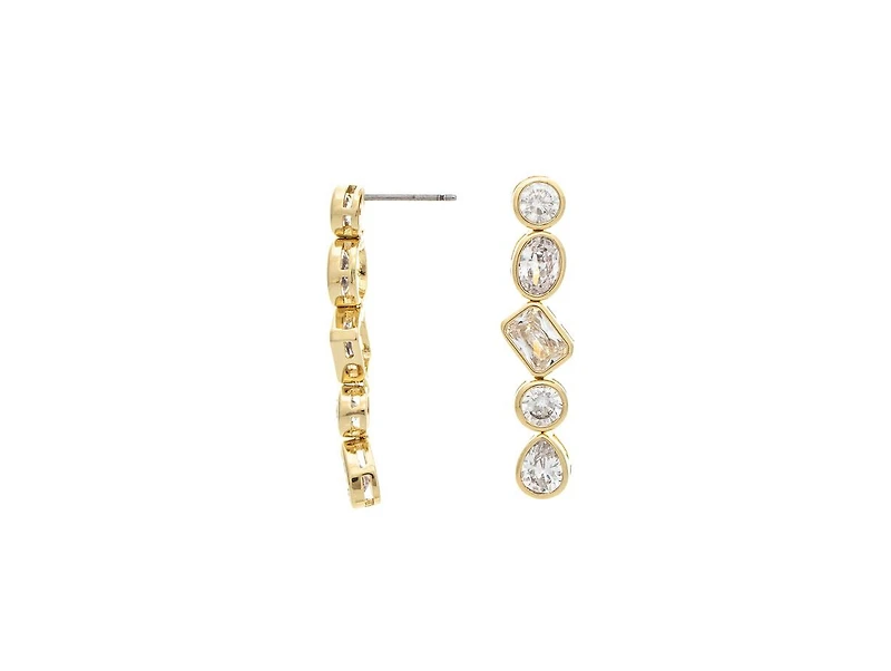 18K Gold-Plated Bezel Set Multi-Shape Cz Drop Earrings